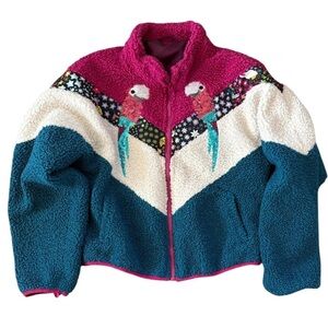 Disney Encanto Pink and Blue Puffer Jacket with Color Blocking and High Collar